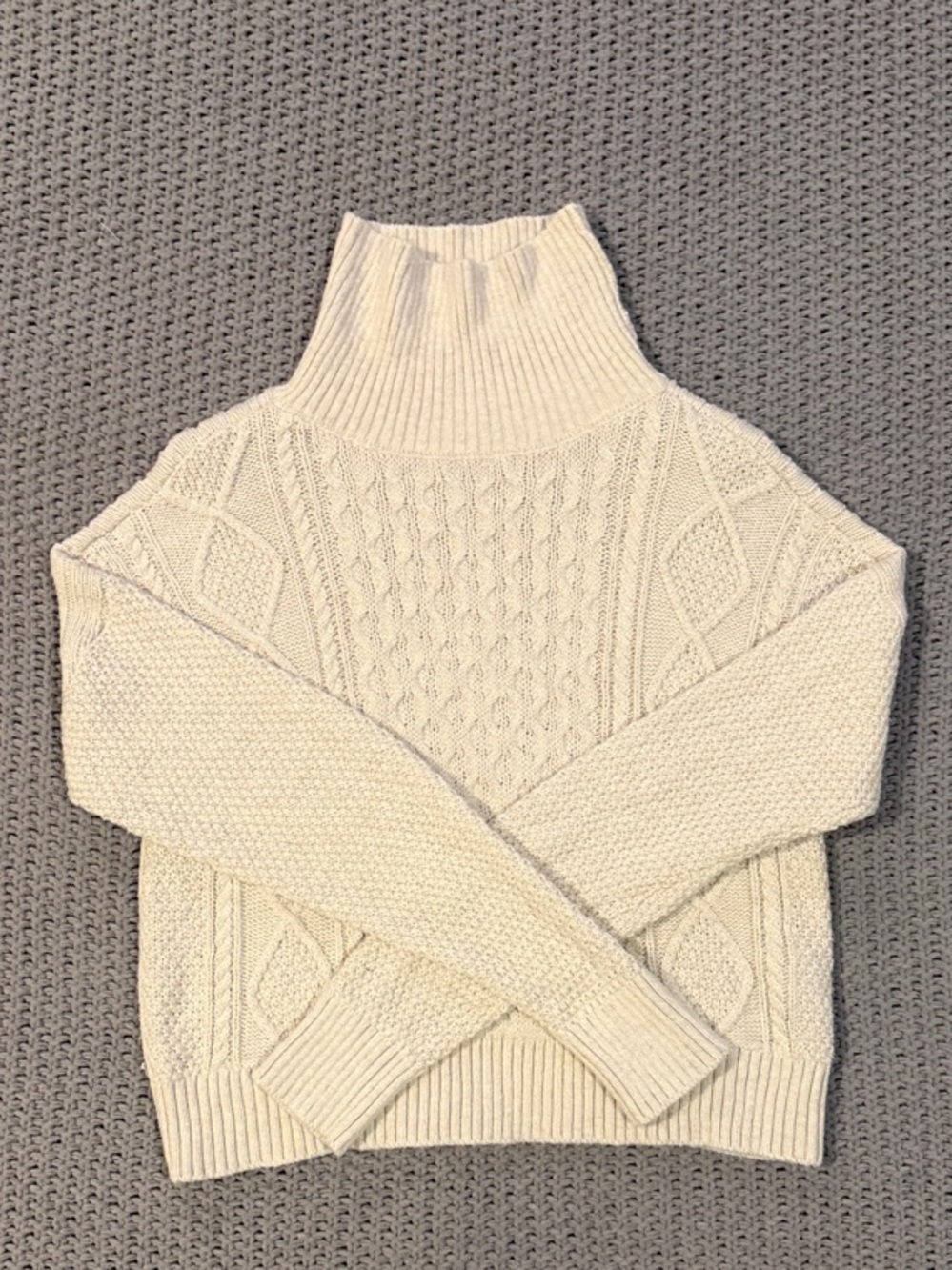 abercrombie kids Cream Cable-Knit Turtleneck Sweater